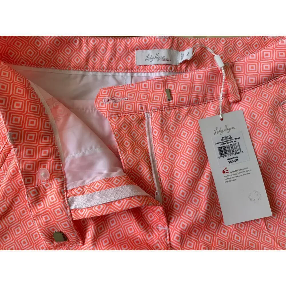 Lady Hagen Coral Tropical Print Shorts Size 2
